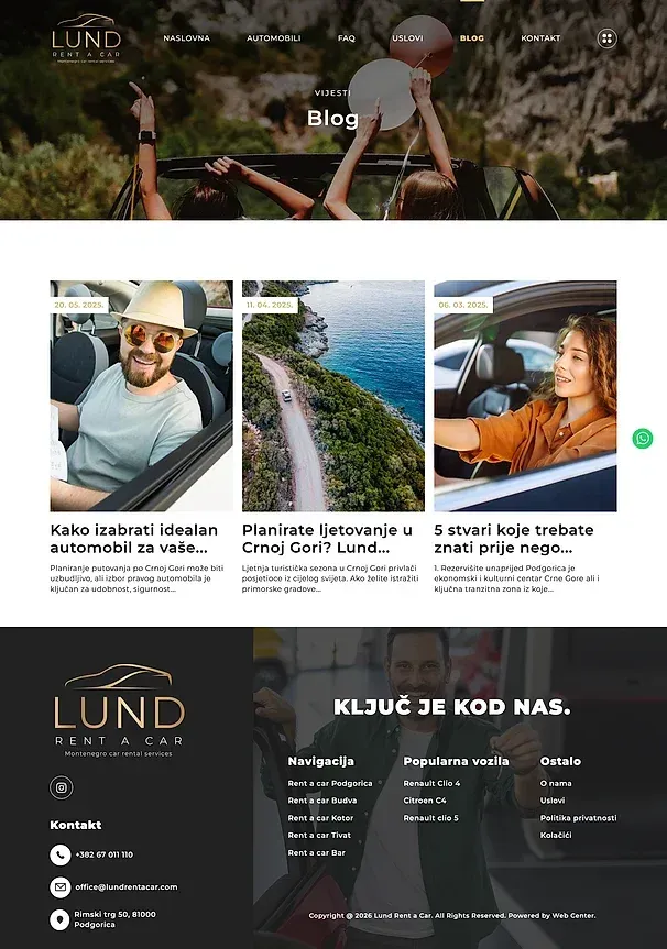 Blog und Kontakt — die Website von Lund Rent a Car