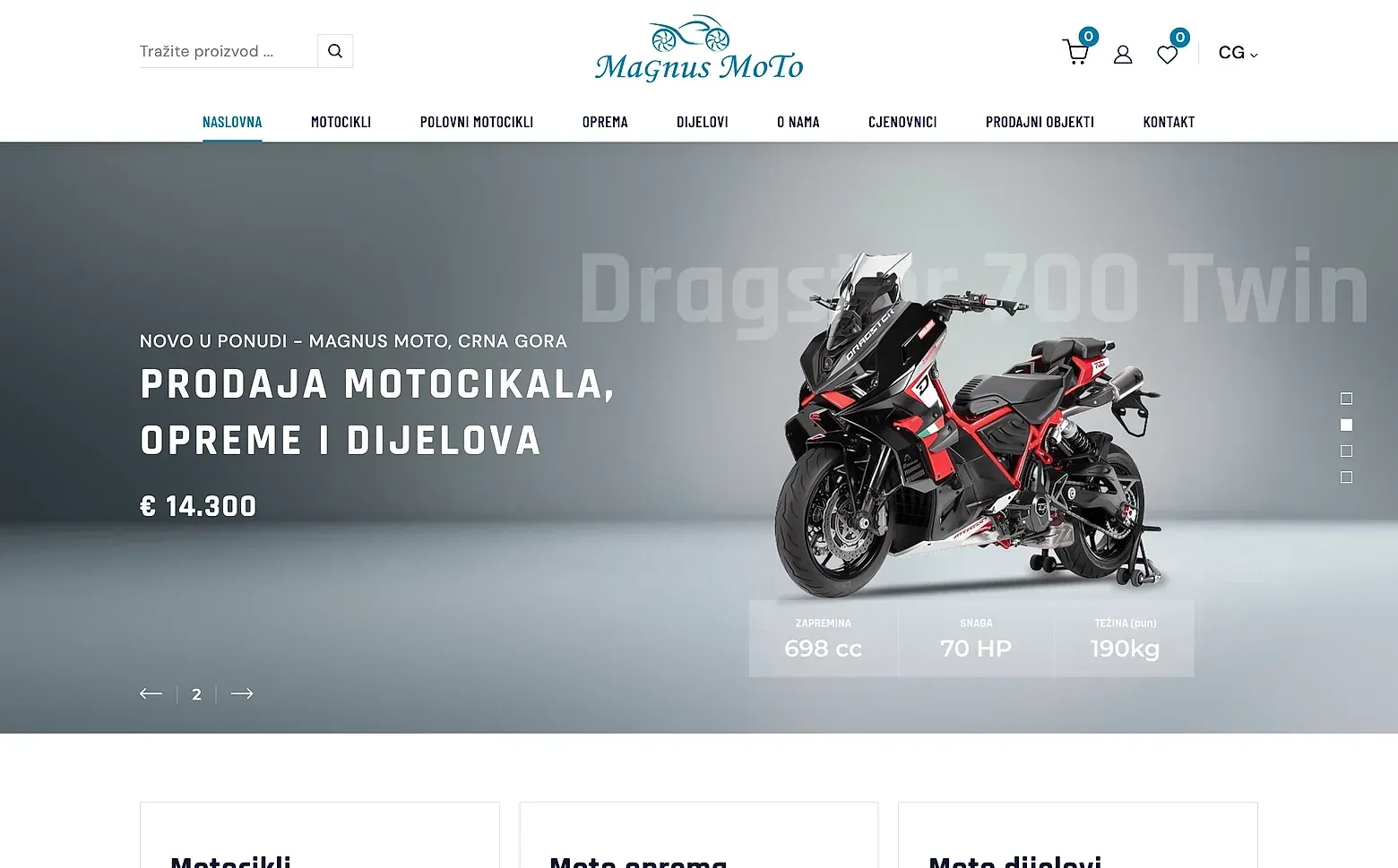 Home page of the Magnus Moto website