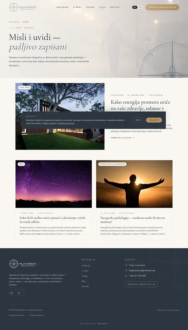 Blog und Kontakt — die Website von Maja Marović