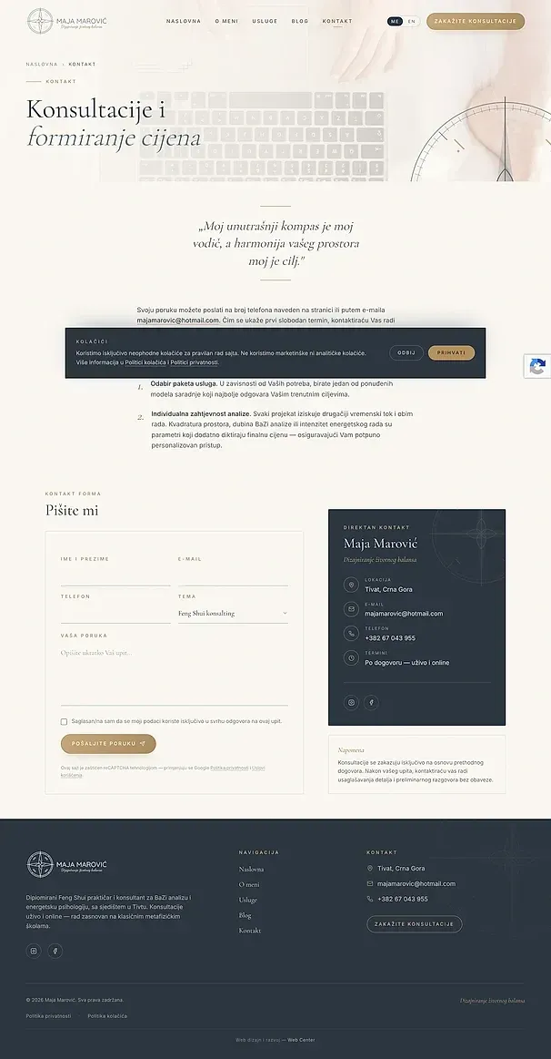 Blog und Kontakt — die Website von Maja Marović