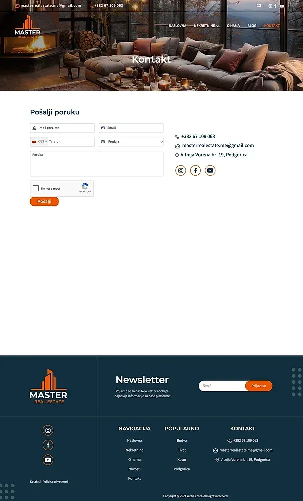 Blog und Kontakt — die Website von Master Real Estate