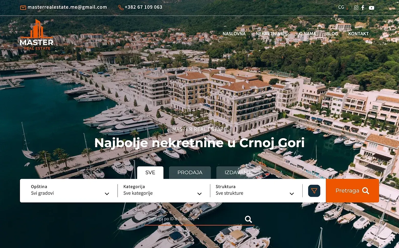 Home page of the Master Real Estate website