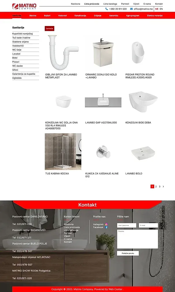 Sanitarije und Slavine — die Website von Matino Shop
