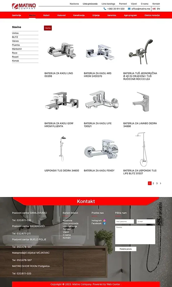 Sanitarije und Slavine — die Website von Matino Shop