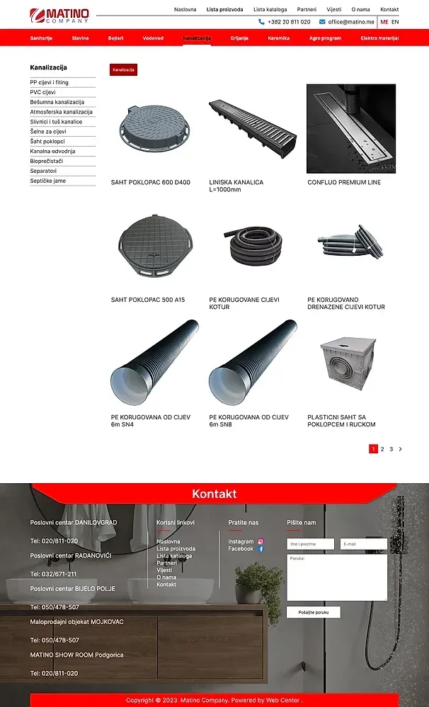 Kanalizacija und Grijanje — die Website von Matino Shop