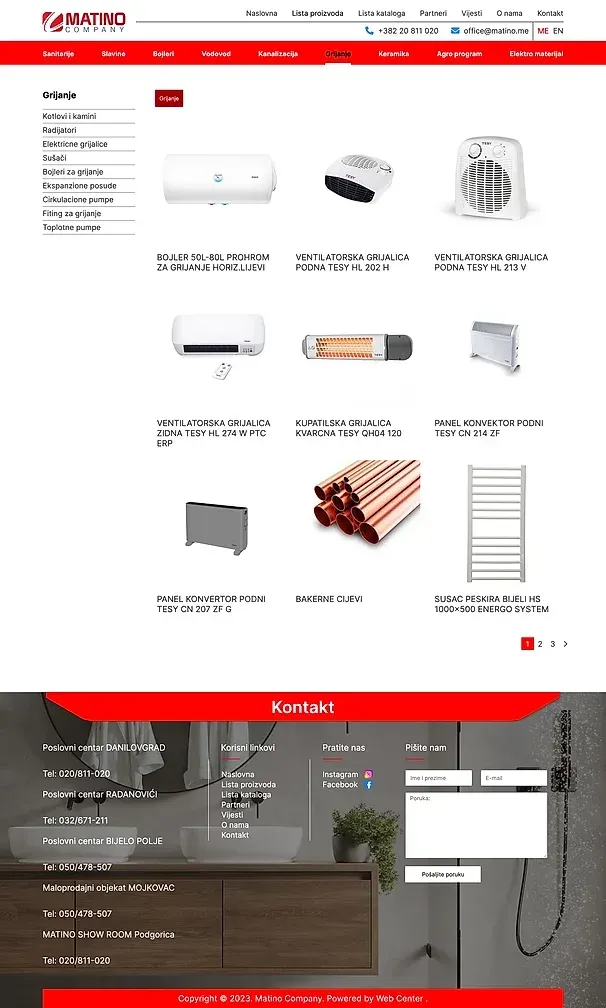 Kanalizacija und Grijanje — die Website von Matino Shop