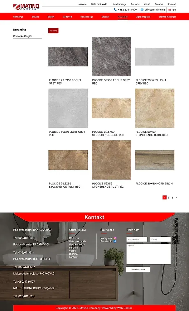 Keramika und Agro program — die Website von Matino Shop