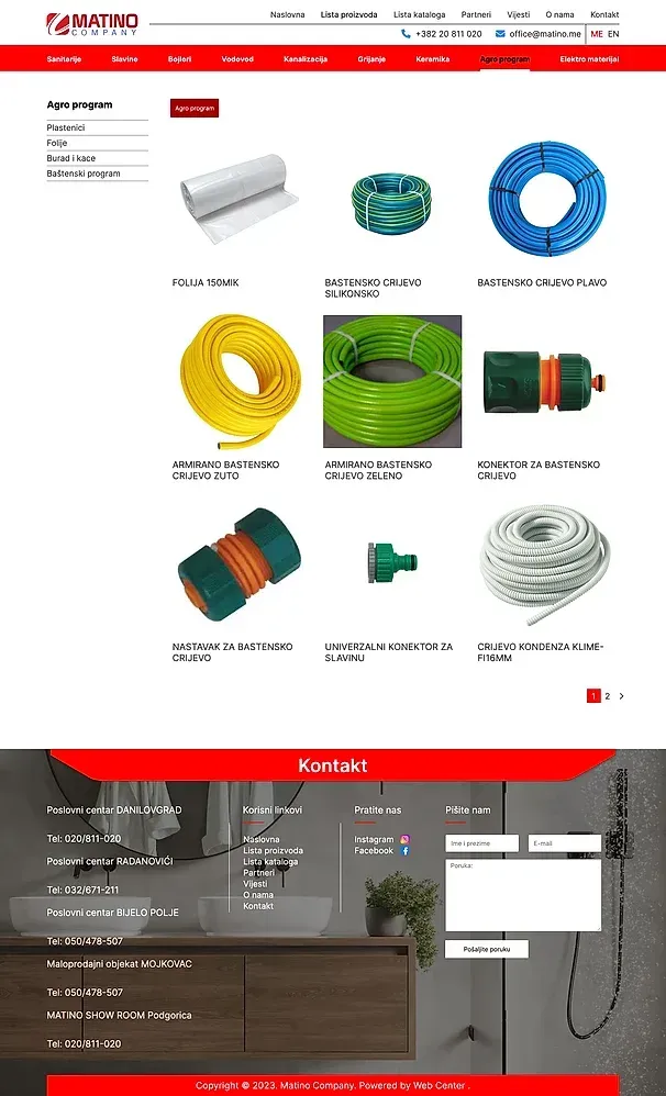 Keramika und Agro program — die Website von Matino Shop