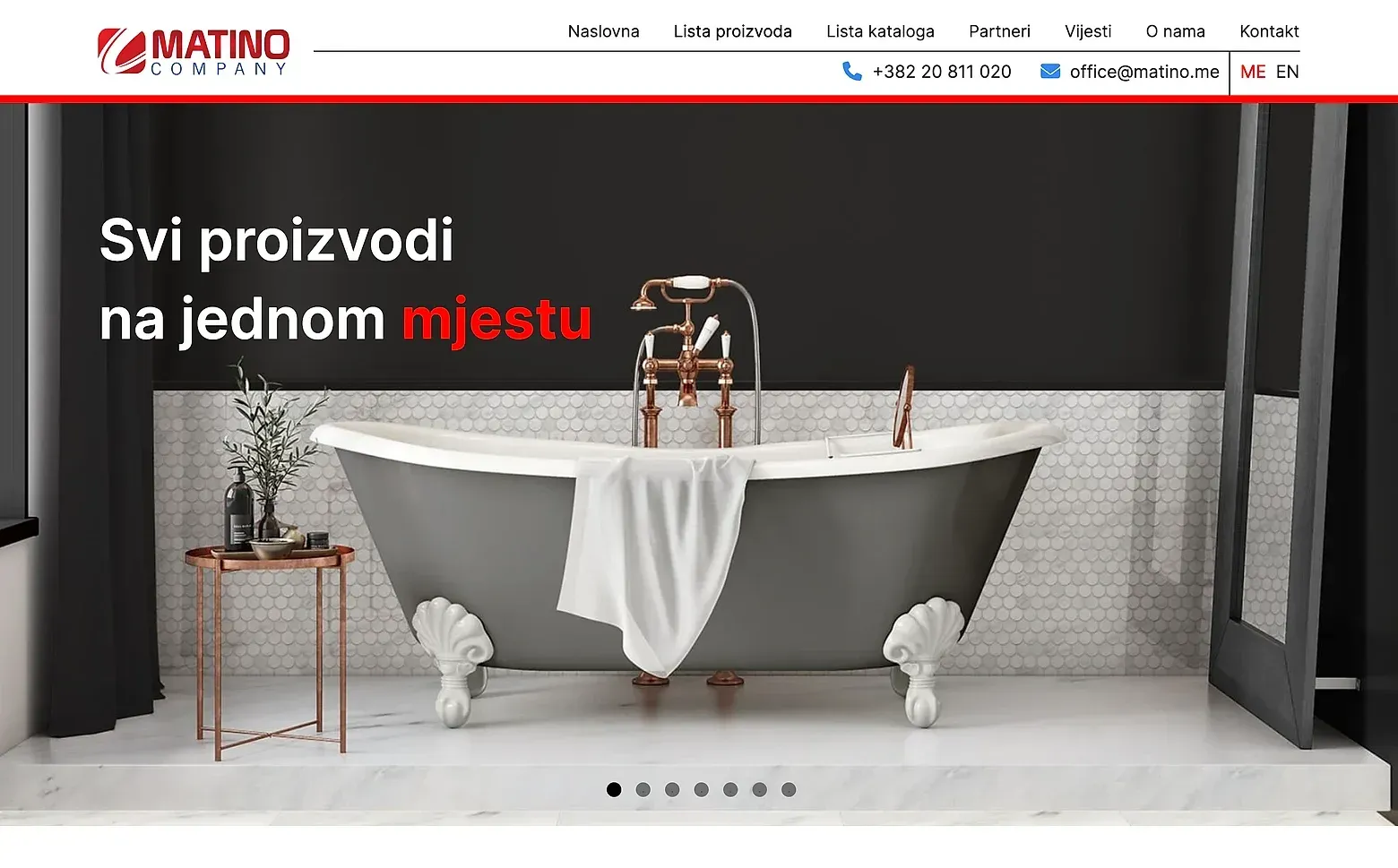 Startseite der Website Matino Shop