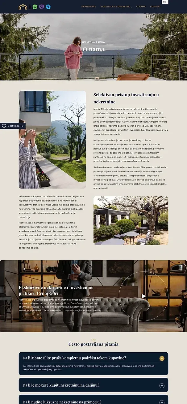 Due diligence and About us — the Monte Elite site