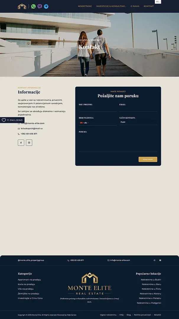 Contact and Saved properties — the Monte Elite site
