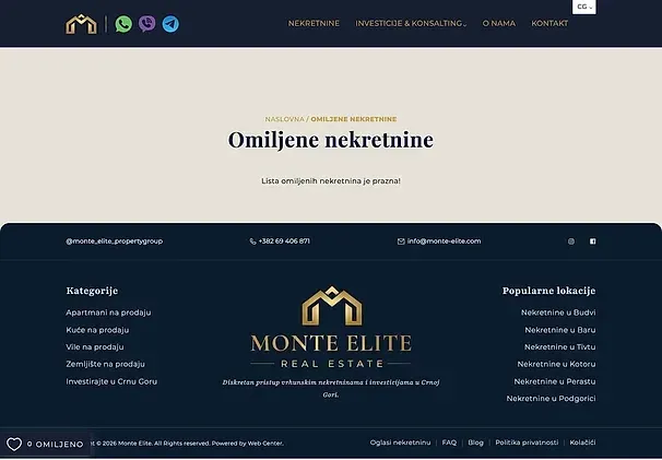Contact and Saved properties — the Monte Elite site