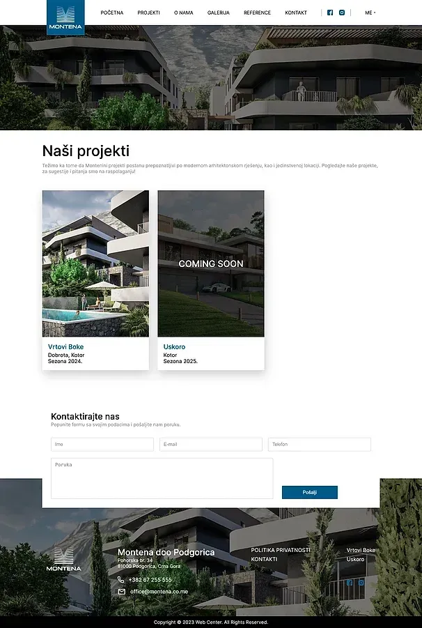 Projects and About us — the Montena site