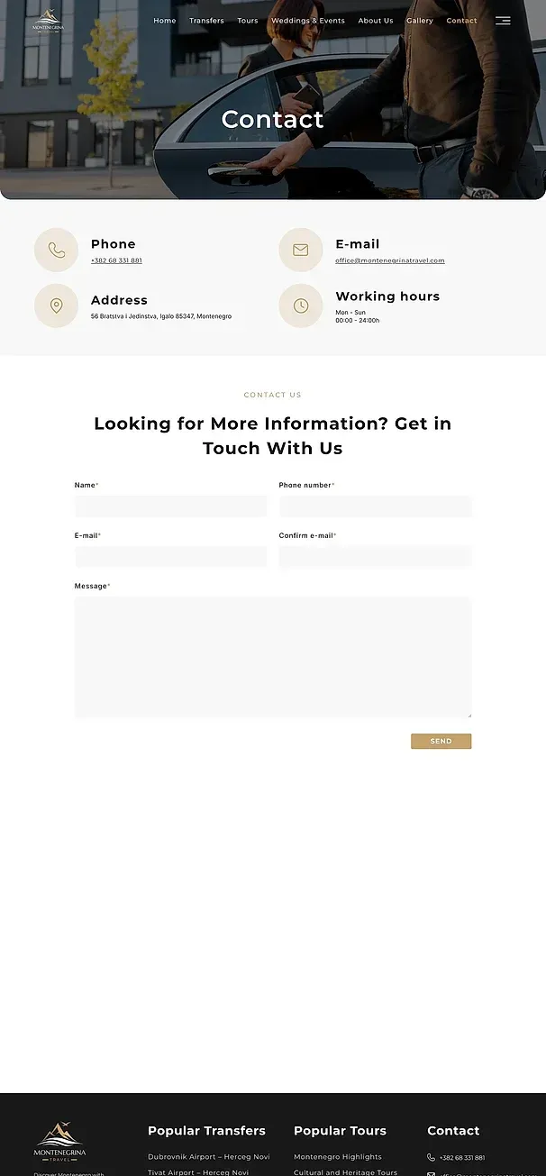Galerie und Kontakt — die Website von Montenegrina Travel