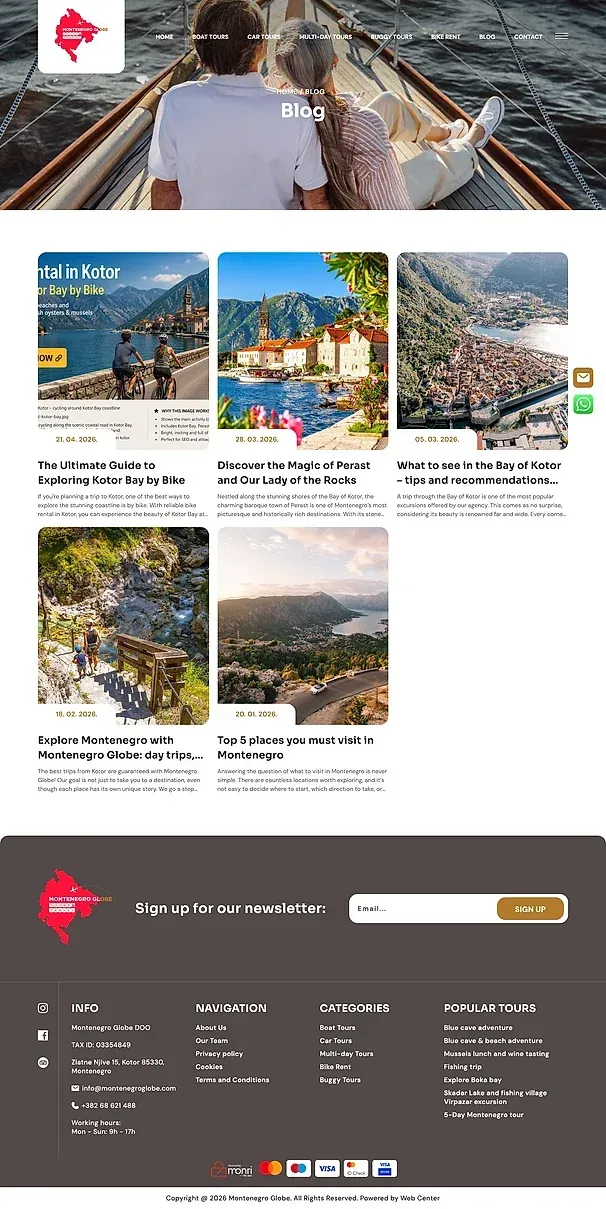Fahrradverleih und Blog — die Website von Montenegro Globe