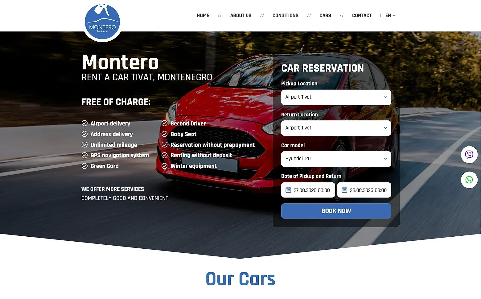 Startseite der Website Montero