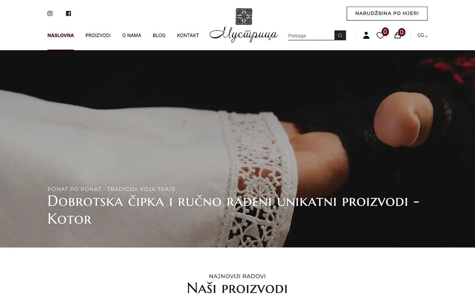 Home page of the Mustrica website