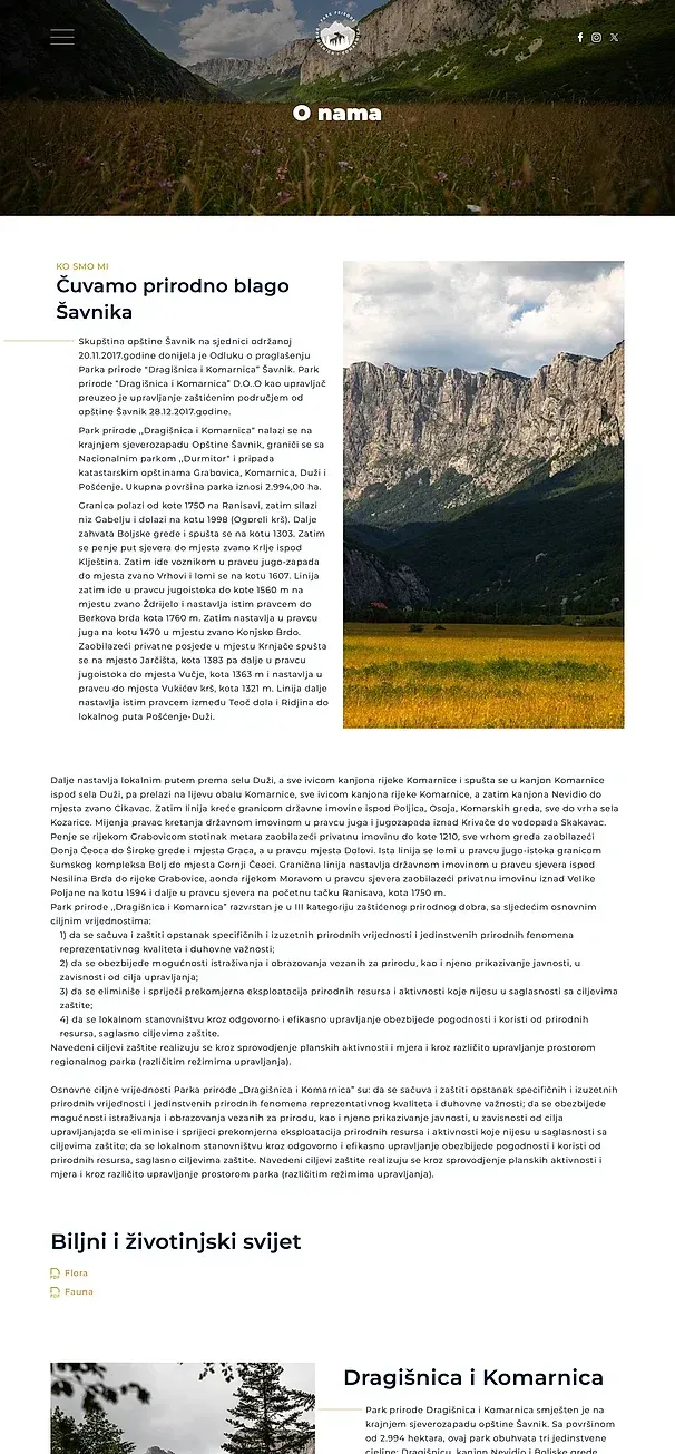 Über uns und Blog — die Website von Park prirode Dragišnica i Komarnica