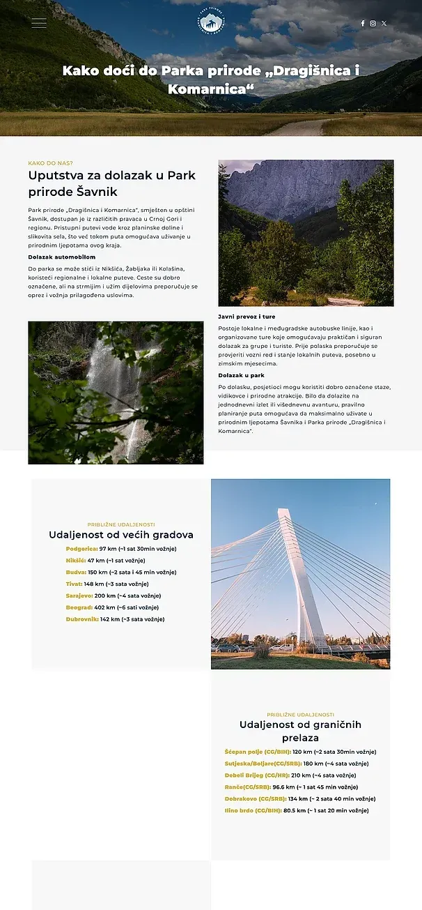Anfahrt und Kontakt — die Website von Park prirode Dragišnica i Komarnica