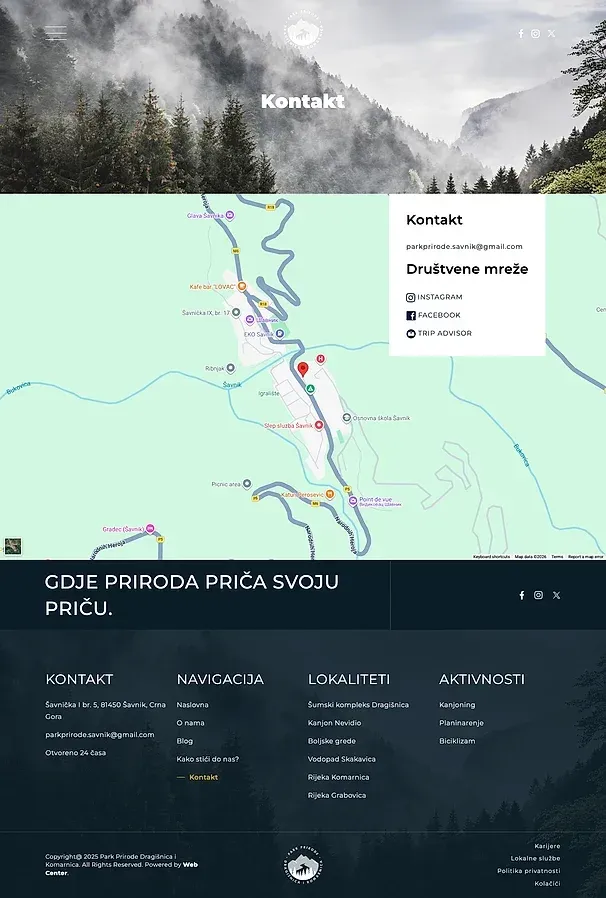Anfahrt und Kontakt — die Website von Park prirode Dragišnica i Komarnica