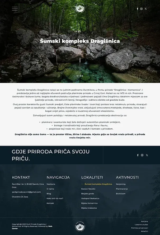 Waldgebiet Dragišnica und Nevidio-Schlucht — die Website von Park prirode Dragišnica i Komarnica