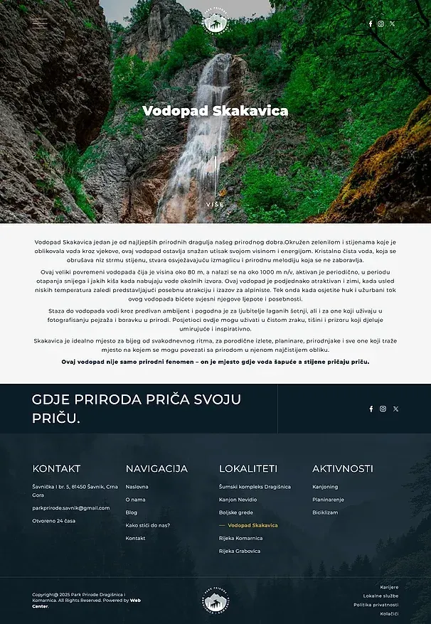 Boljske grede und Wasserfall Skakavica — die Website von Park prirode Dragišnica i Komarnica
