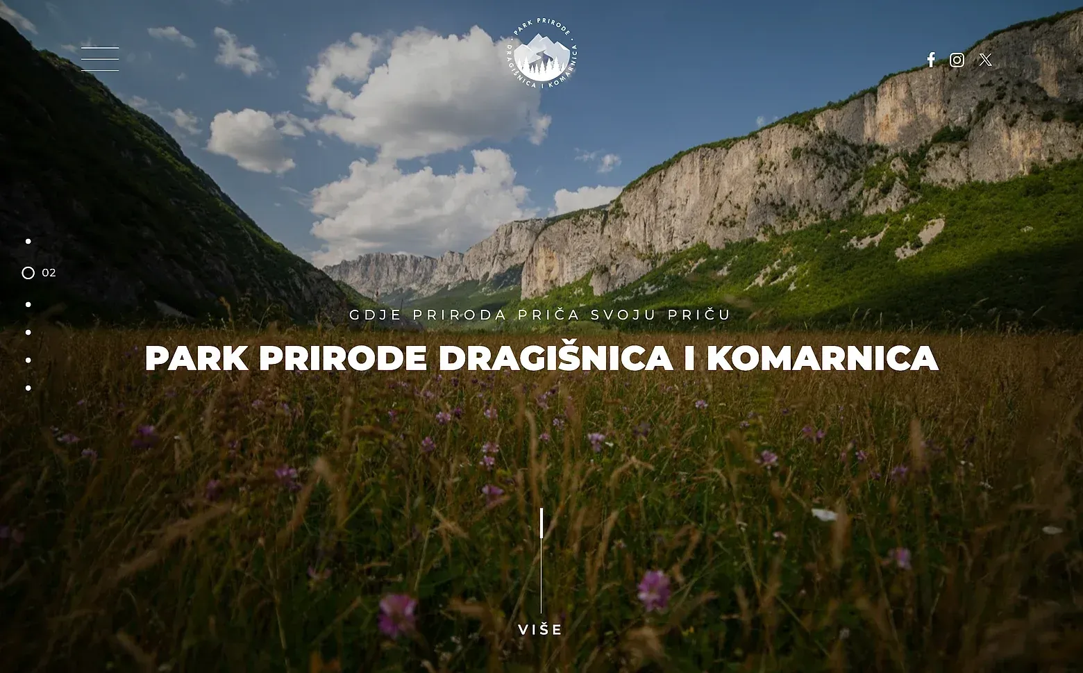 Naslovna strana sajta Park prirode Dragišnica i Komarnica