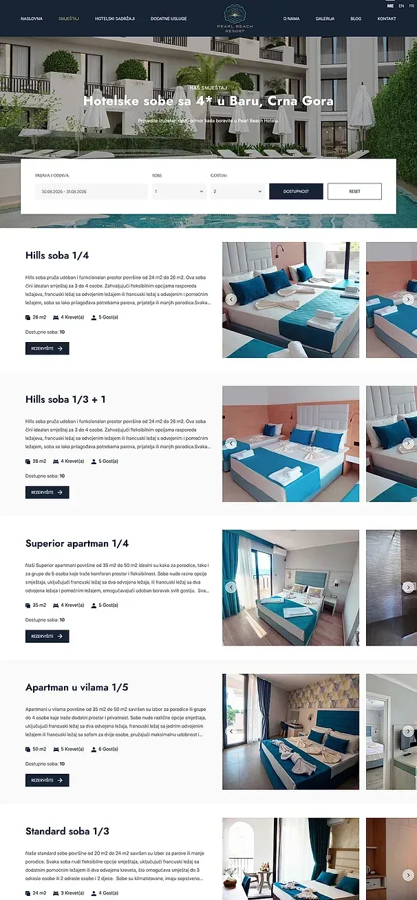 Unterkunft und HOTELSKI SADRŽAJI — die Website von Pearl Beach Resort