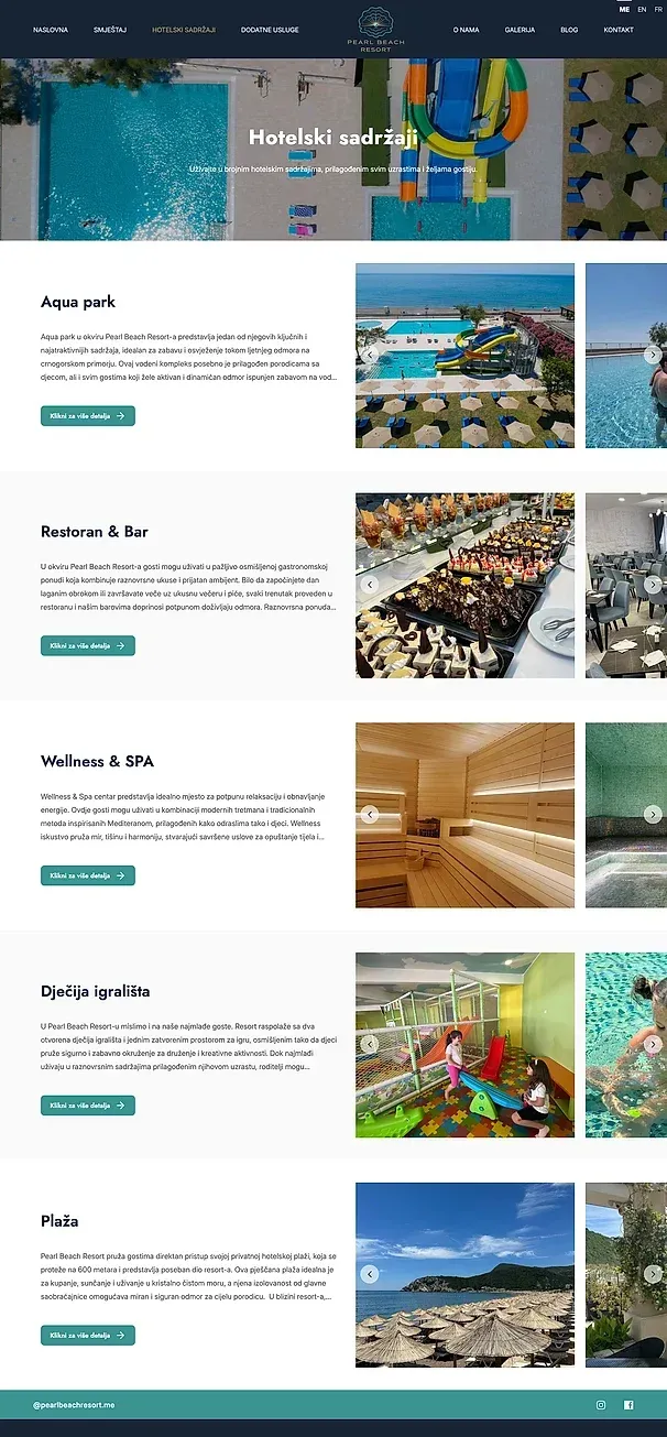 Unterkunft und HOTELSKI SADRŽAJI — die Website von Pearl Beach Resort