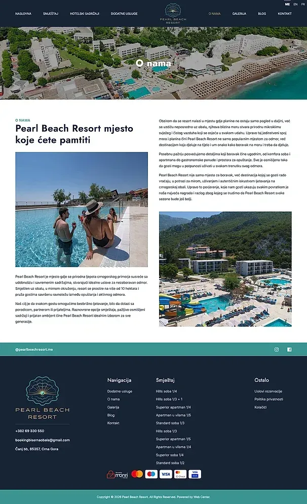 DODATNE USLUGE und Über uns — die Website von Pearl Beach Resort