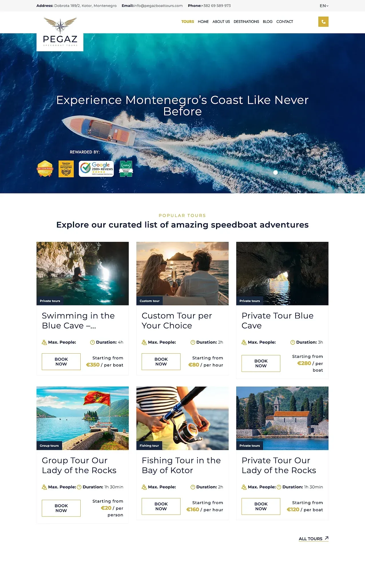Startseite — die Website von Pegaz Speedboat Tours