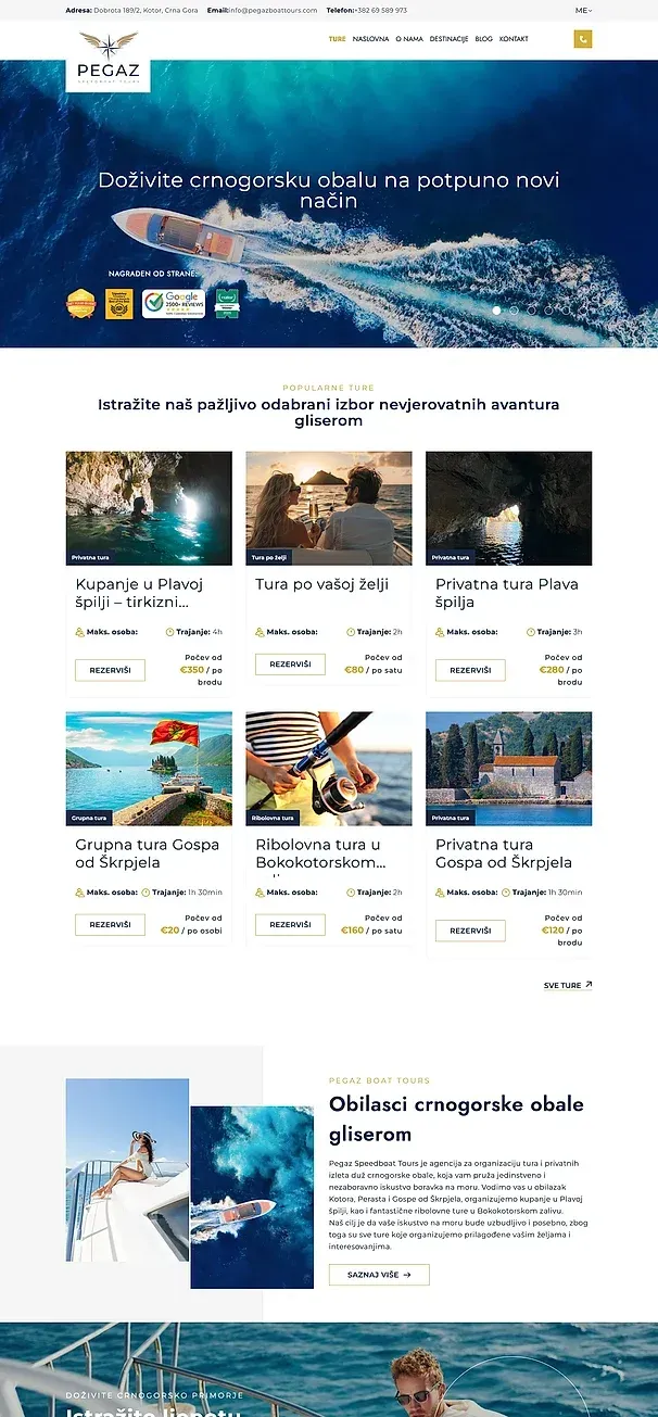 Touren und Über uns — die Website von Pegaz Speedboat Tours