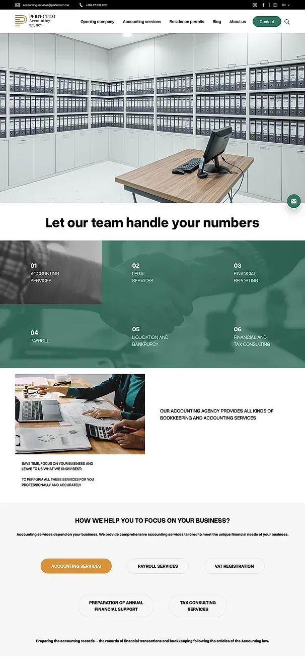 Firmengründung und Buchhaltungsdienste — die Website von Perfectum