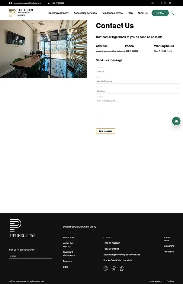 Über uns und Kontakt — die Website von Perfectum