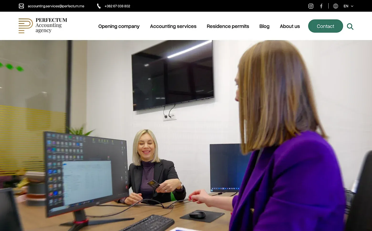 Home page of the Perfectum website