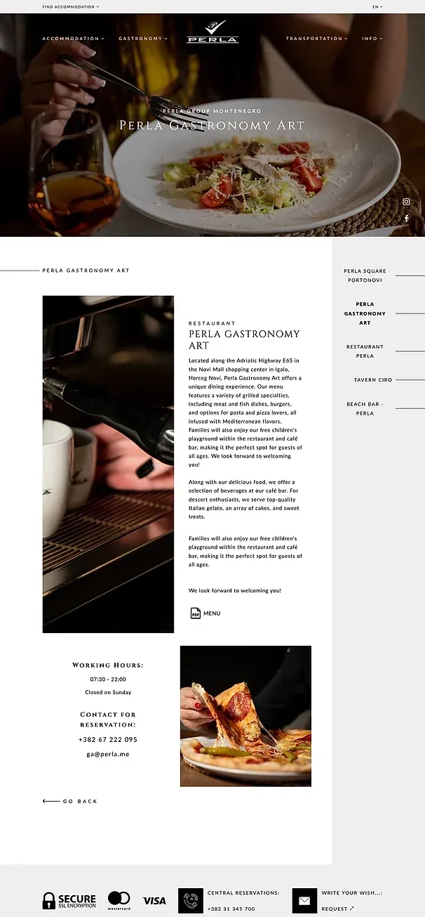 Perla Gastronomy Art und Restaurant Perla — die Website von Perla Group