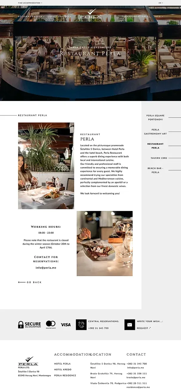 Perla Gastronomy Art und Restaurant Perla — die Website von Perla Group