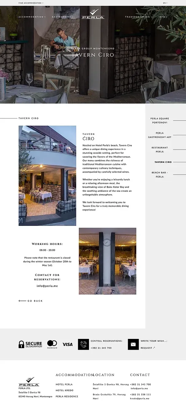 Tavern Ciro und Beach Bar - Perla — die Website von Perla Group