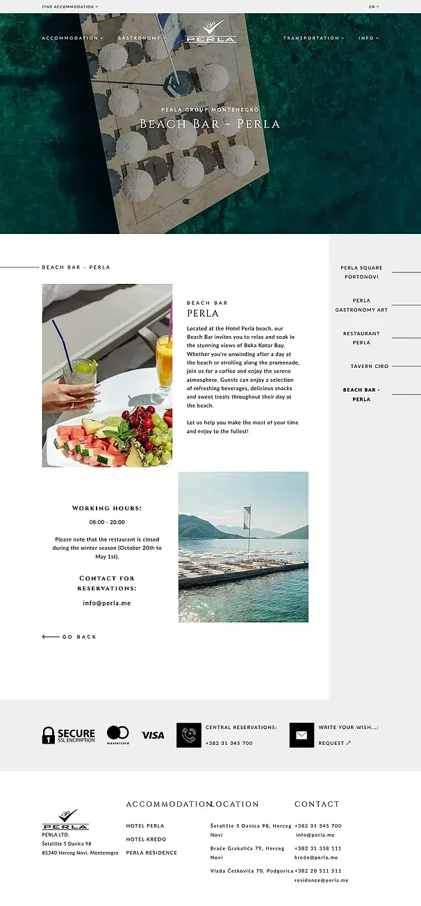 Tavern Ciro und Beach Bar - Perla — die Website von Perla Group