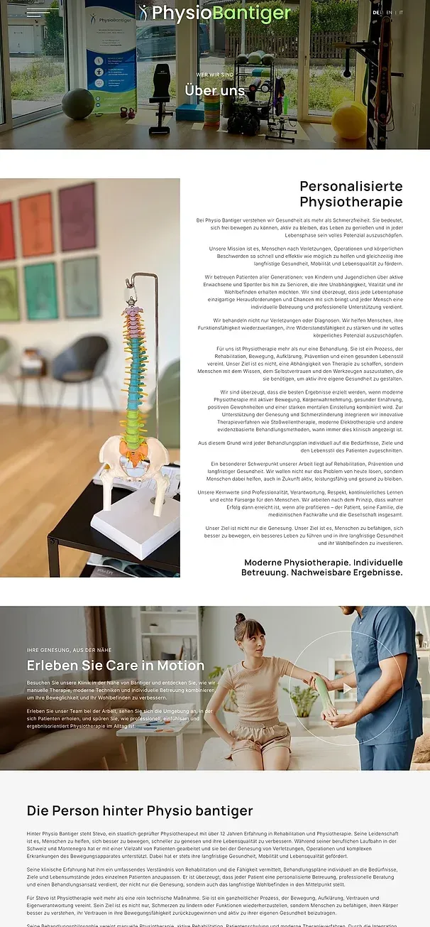 Über uns und Unser Team — die Website von Physiobantiger.ch