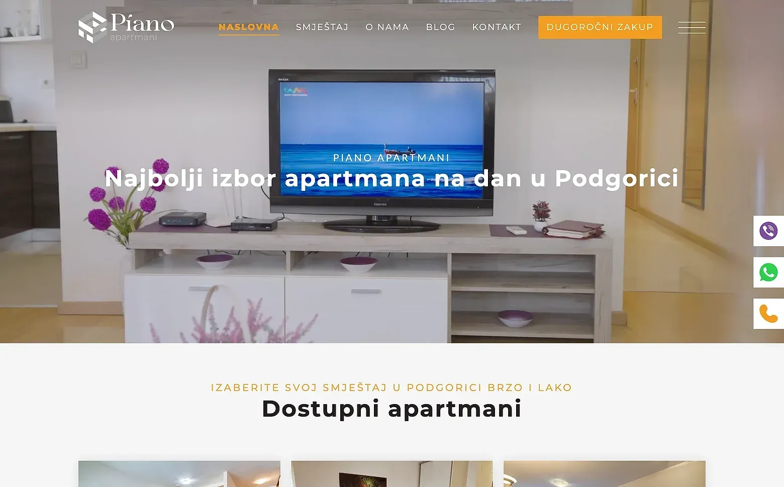 Naslovna strana sajta Piano Apartmani