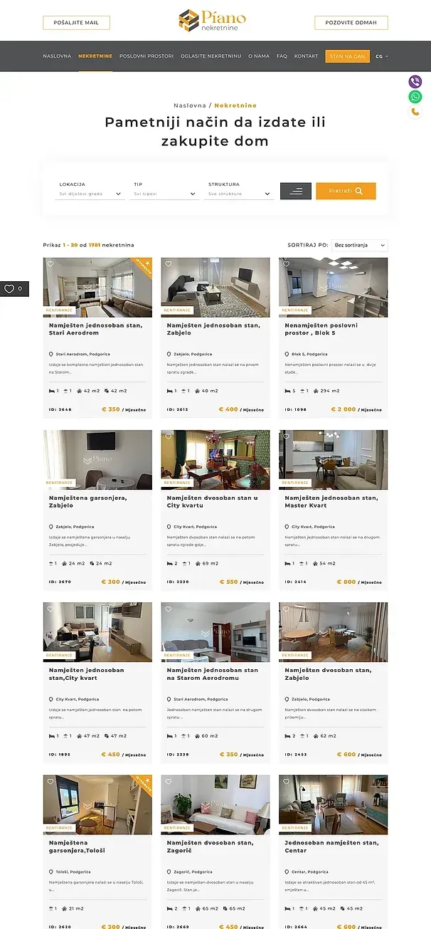 Immobilien und Immobilie inserieren — die Website von Piano Nekretnine