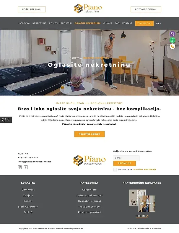 Immobilien und Immobilie inserieren — die Website von Piano Nekretnine