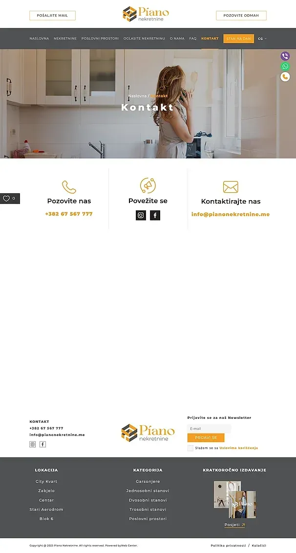 Über uns und Kontakt — die Website von Piano Nekretnine