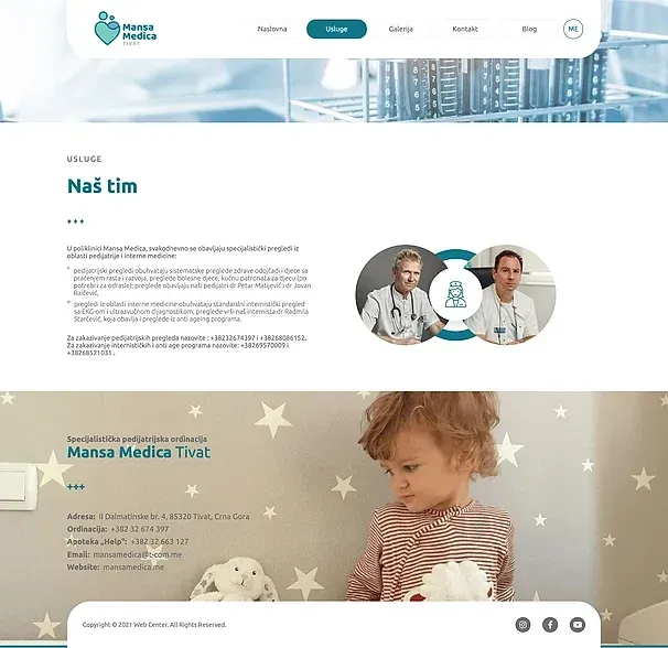 Naš tim und Naši konsultanti — die Website von Poliklinika Mansa Medica