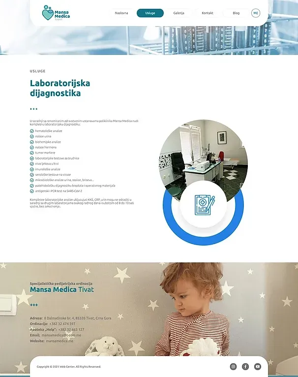 Laboratorijska dijagnostika und Ultrazvučna dijagnostika — die Website von Poliklinika Mansa Medica