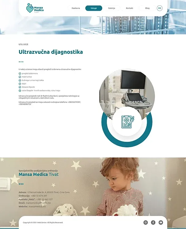 Laboratorijska dijagnostika und Ultrazvučna dijagnostika — die Website von Poliklinika Mansa Medica