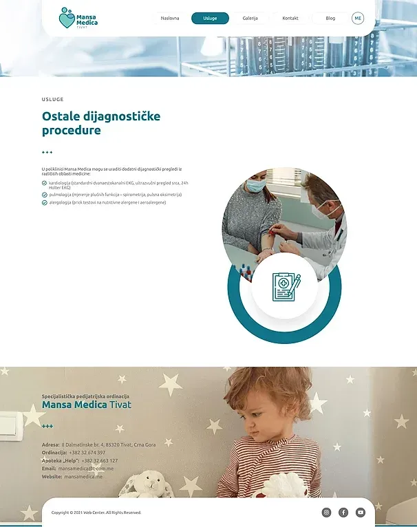 Ostale dijagnostičke procedure und Terapija i intervencije — die Website von Poliklinika Mansa Medica