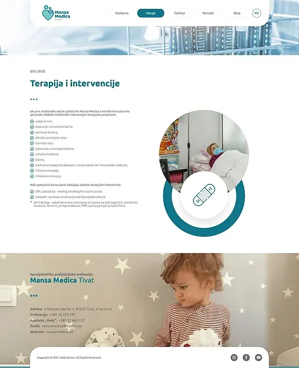 Ostale dijagnostičke procedure und Terapija i intervencije — die Website von Poliklinika Mansa Medica