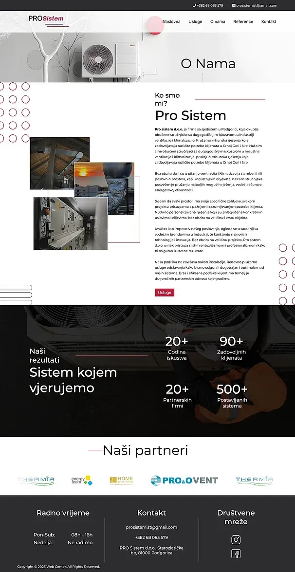 Services and About us — the Pro Sistem site